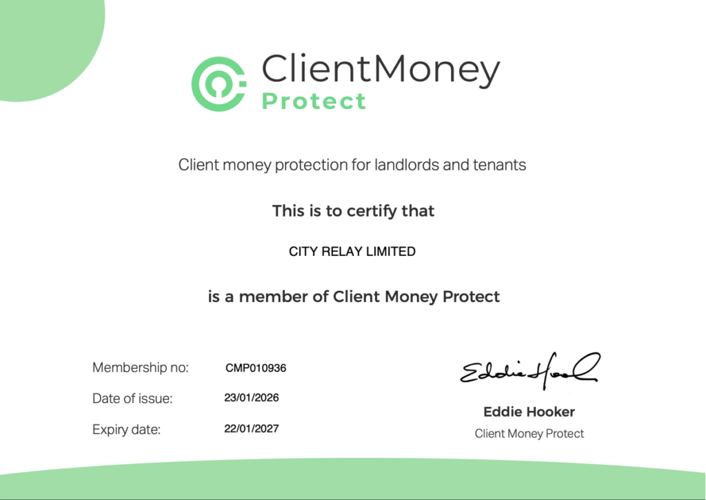 City Relay - Client Money Protect 2026 Certificate